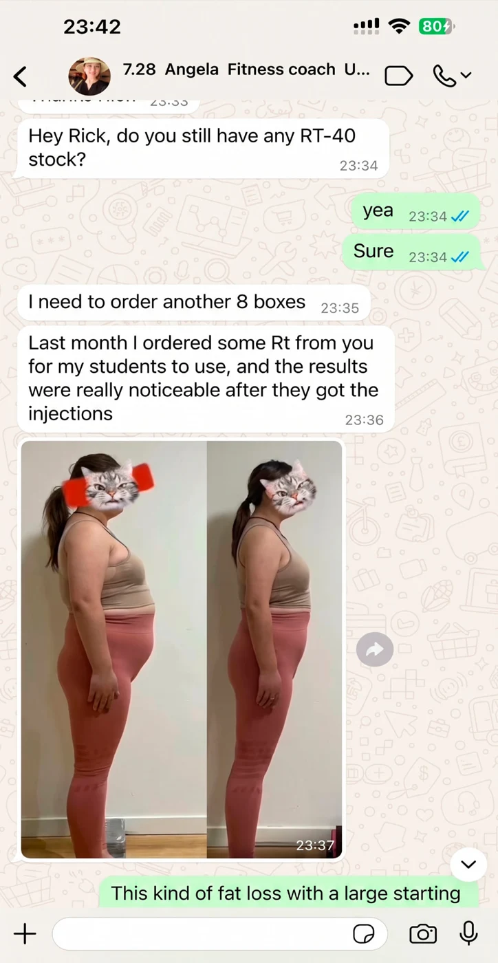 WhatsApp customer review of Synedica Retatrutide - screenshot 3