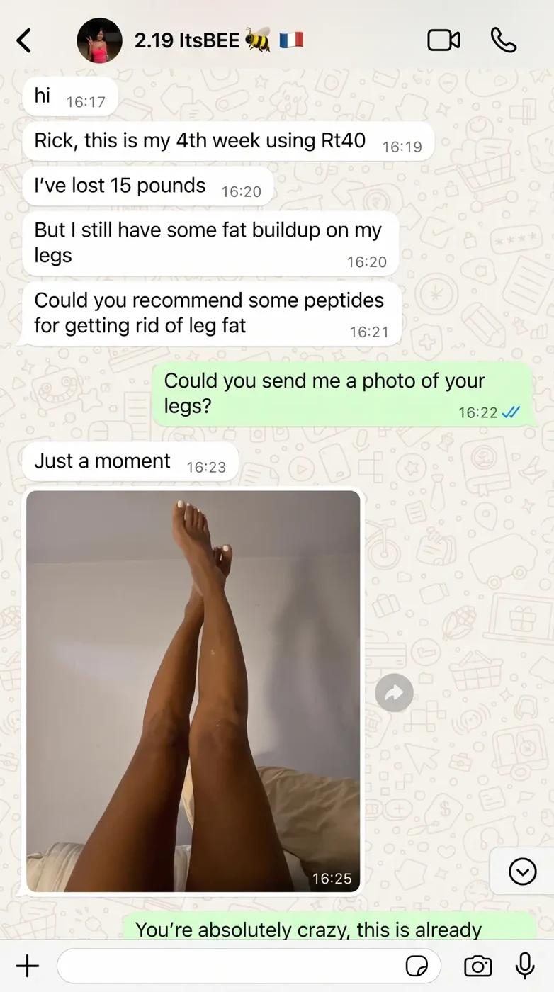 WhatsApp customer review of Synedica Retatrutide - screenshot 6